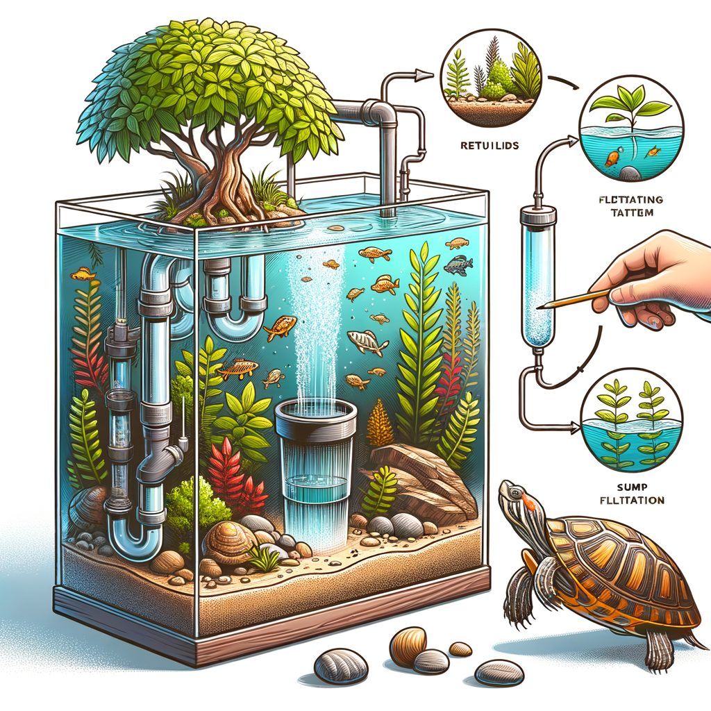 Infographic illustrating the benefits and advantages of using sump filters for turtle tank filtration, highlighting the turtle tank sump system and how aquarium sump filtration improves overall turtle tank filtration methods.