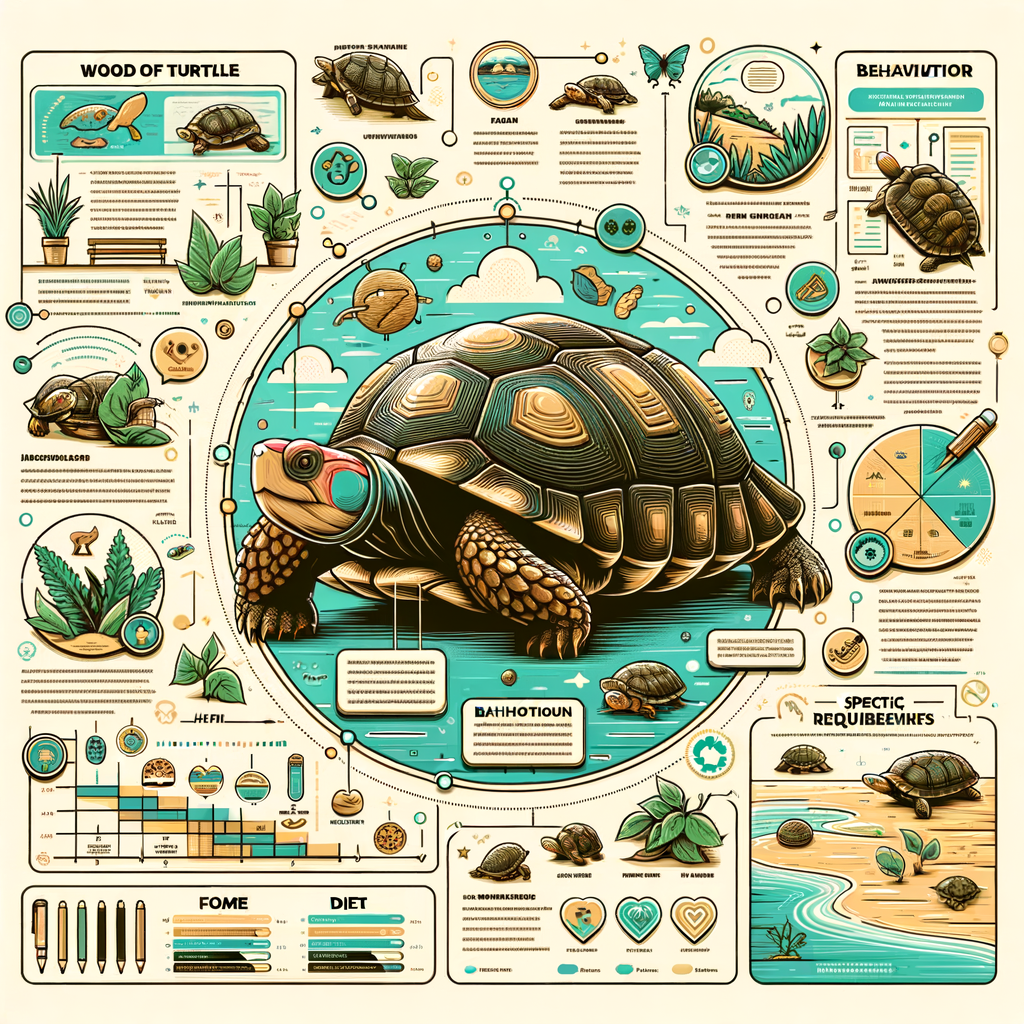 Comprehensive infographic illustrating the feasibility of keeping Wood Turtles as pets, detailing their habitat, diet, behavior, and specific pet turtle care requirements.