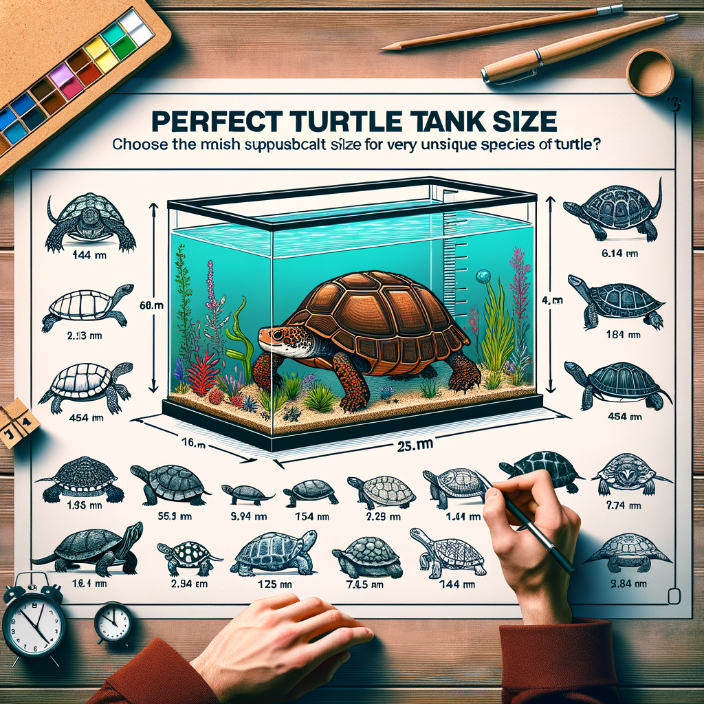 Expert guide on turtle tank dimensions showcasing ideal turtle habitat size for different species, providing advice on choosing the right fit and proper turtle tank size requirements.