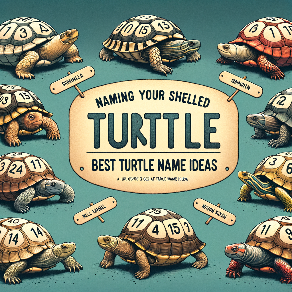 Infographic of best names for turtles, featuring unique, cute, and popular pet turtle names as a comprehensive turtle naming guide for your shelled companion.