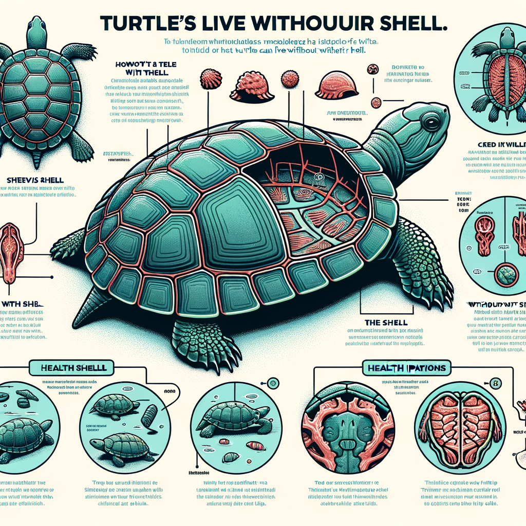 Infographic detailing turtle anatomy, emphasizing turtle shell function and debunking myths about turtles living without shells, including a comparison of a turtle with and without its shell for the article 'Separating Fact from Fiction: Can Turtles Live sans Shells?