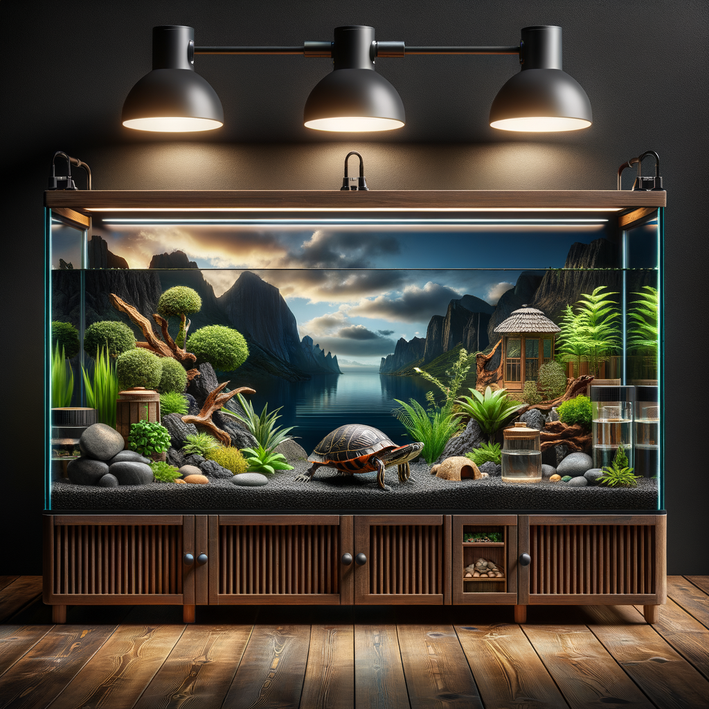 Deluxe Dwellings for Turtles featuring a high-end turtle tank setup with premium turtle tank designs and top-notch turtle tank equipment, embodying the best turtle tank setups for an optimal turtle habitat setup.